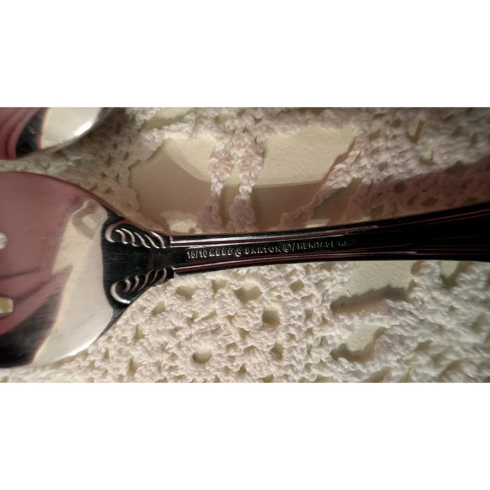 (5) 18/10 Reed & Barton Marlborough Heritage Stainless Serving Set Spoons Fork